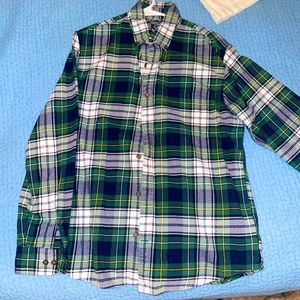 Lands End green and blue flannel button down Men’s size S